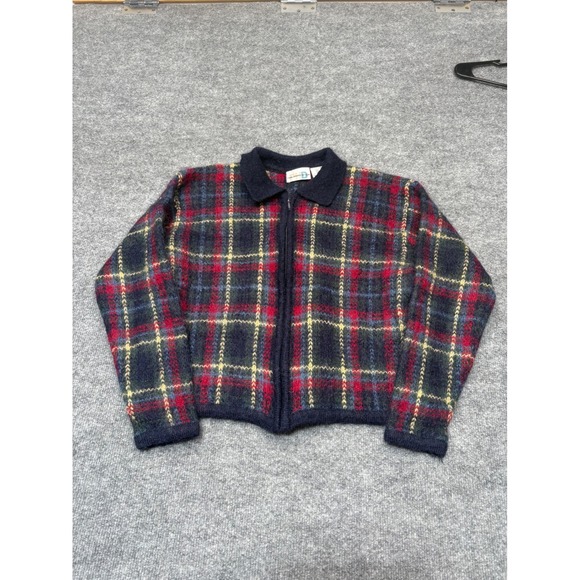 Paul Harris Design Sweaters - Vintage Paul Harris Design Mohair Blend Plaid Zip‎ Up Cardigan Sweater Medium